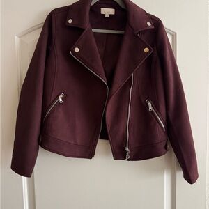 LOFT Deep Burgundy Leather Jacket